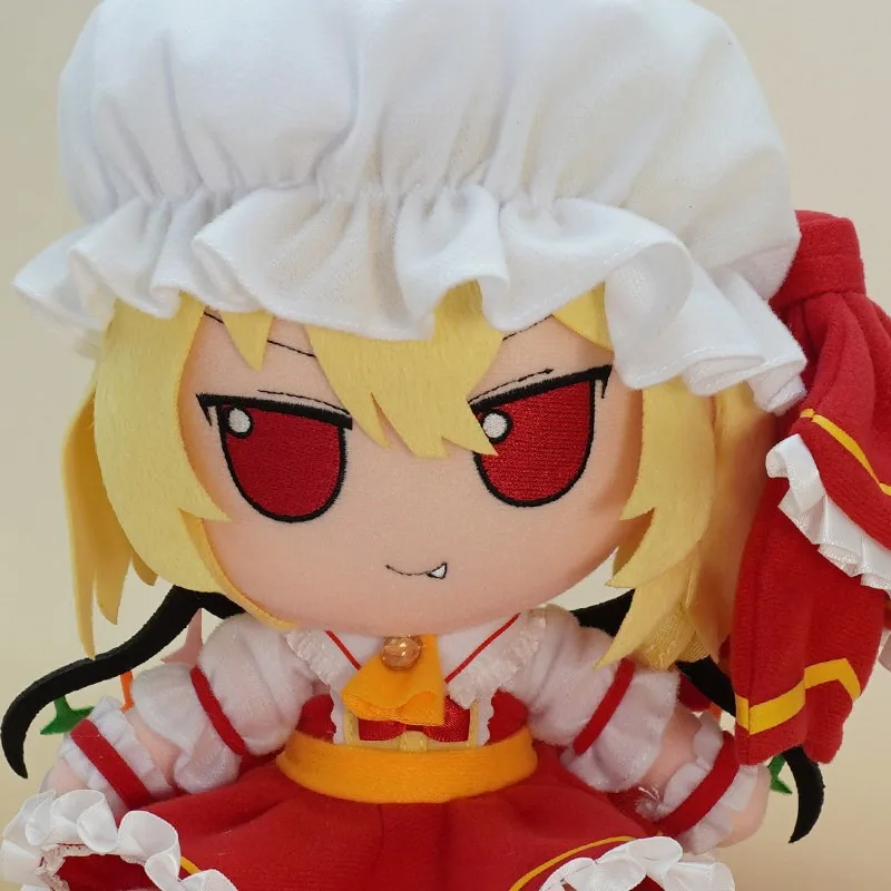 Фото 20 см Аниме-игровая кукла TouHou Project Flandre Scarlet Fumo Kawaii, хлопковая плюшевая игрушка для косплея, сидячая фигурка, подарок для фанатов №5