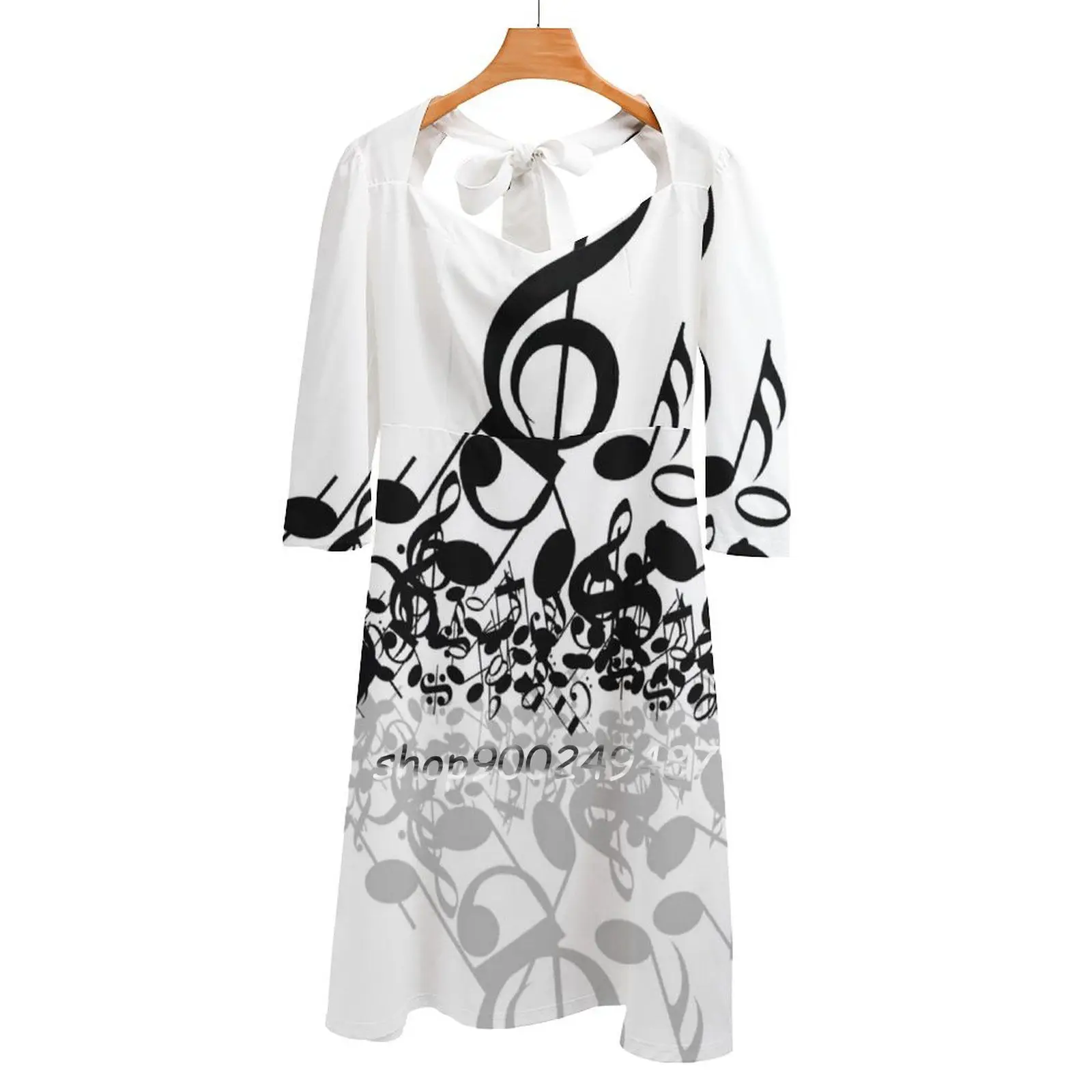 

Расклешенное платье для музыкальных заметок, расклешенное платье с сердечком, модный дизайн, свободное платье большого размера, музыкальна...