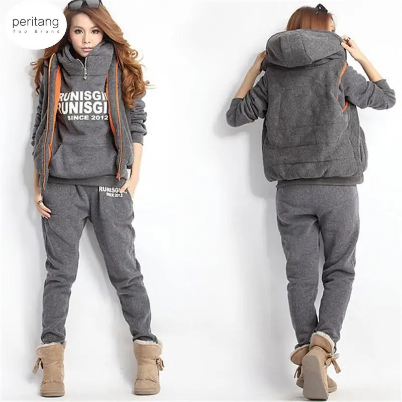 

Женские спортивные комплекты, повседневные спортивные костюмы с буквенным принтом, осенне-зимний комплект из 3 предметов, толстовка + жилет ...