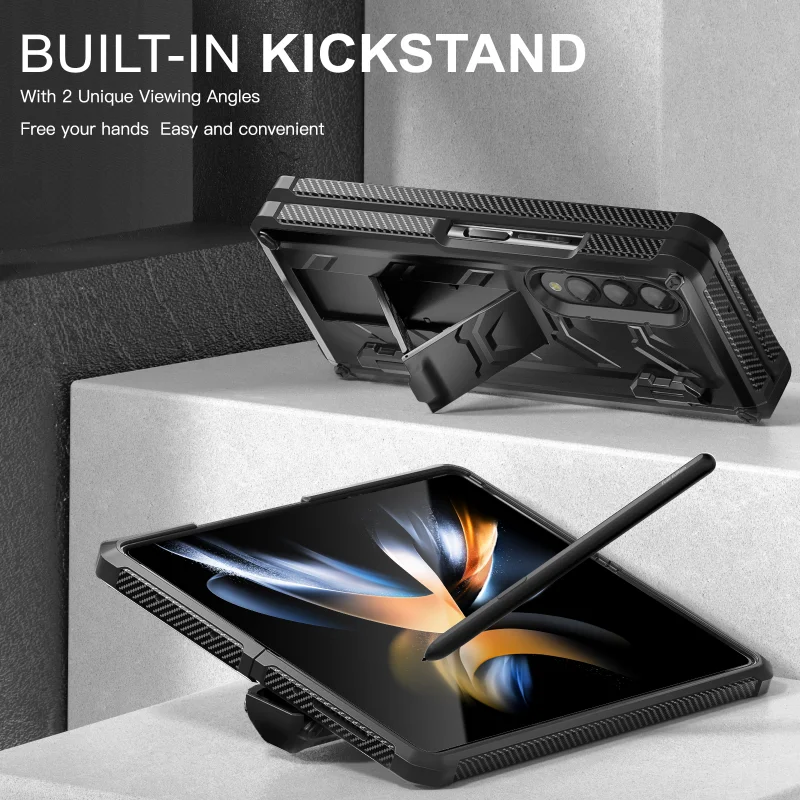 

Shockproof Armor Phone Case For Samsung Galaxy Z Flip 3 4 with Holding Stand Phone Cases Back Cover for Z Fold Protective Case