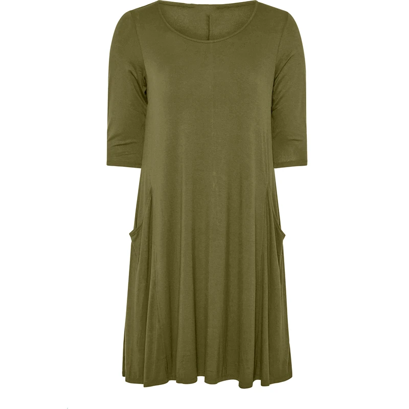 Женское повседневное летнее платье-туника с рукавом до локтя карманами спереди
