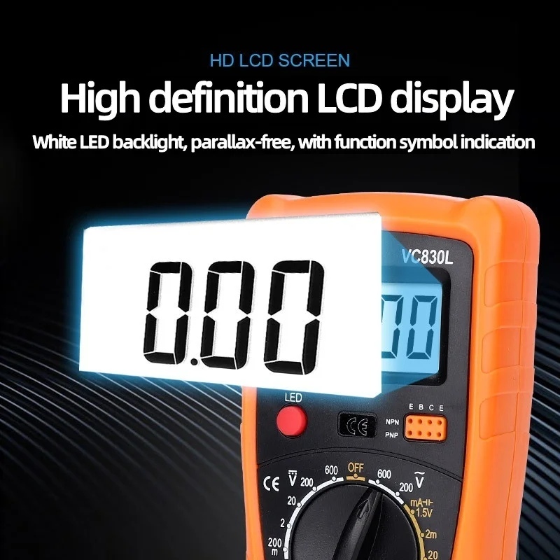 Карманный цифровой мультиметр VC830L с подсветкой небольшой мультитестер цифровым