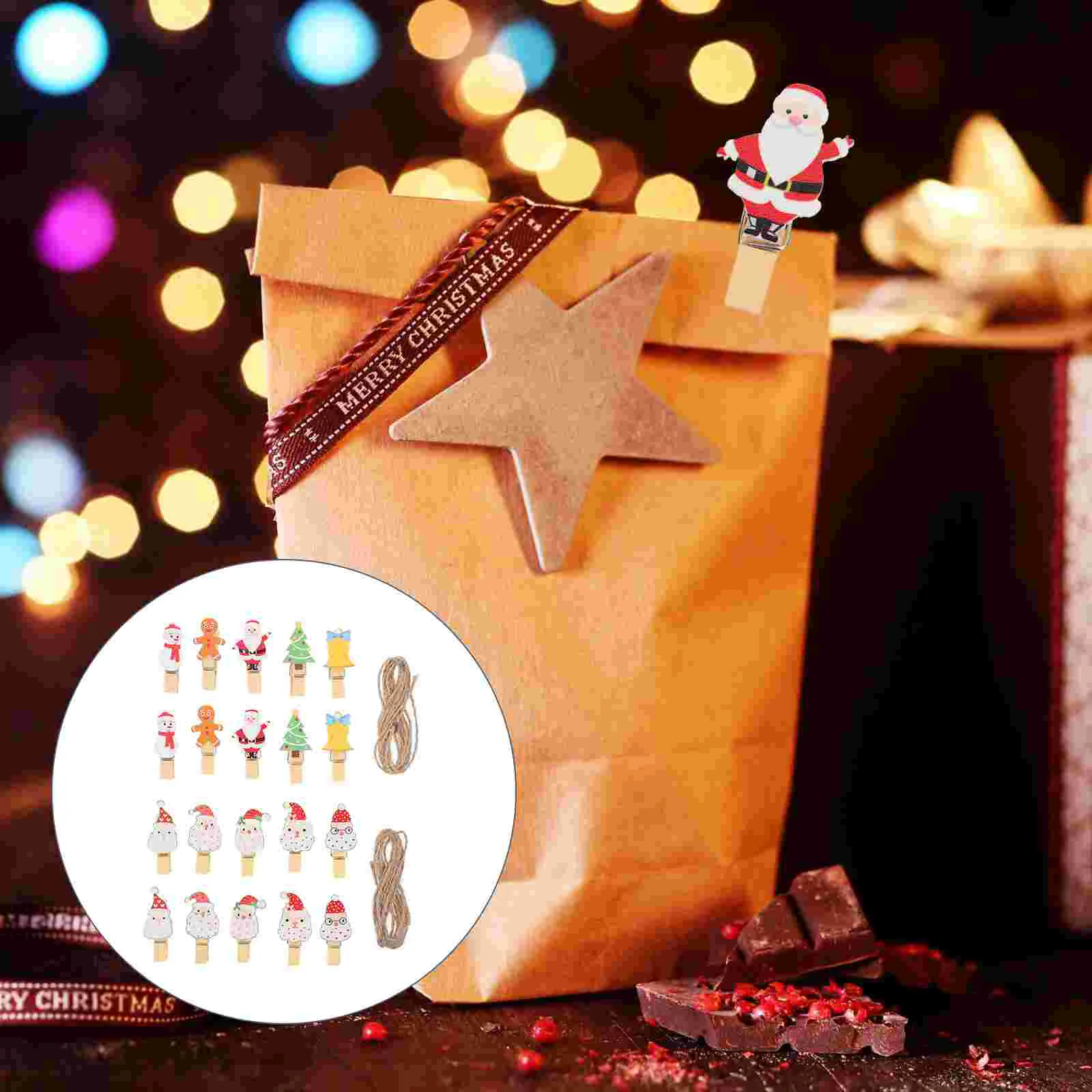 

40PCS Festive Christmas Photo Clips Decorative Photo Clips Office Gift Clips