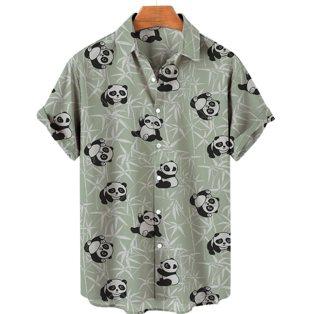 

Fashion Men's Hawaiian Shirt Men Casual Colorful Print Beach Panda Shirt Short Sleeve Plus Size 5XL Camisa Hawaiana Hombre
