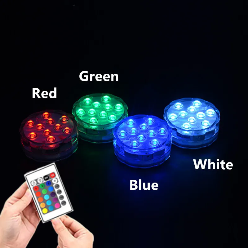 

10 Led Remote Controlled RGB Outdoor Submersible Light Battery Operated Underwater Night Lamp Vase Bowl Garden Party Decoration