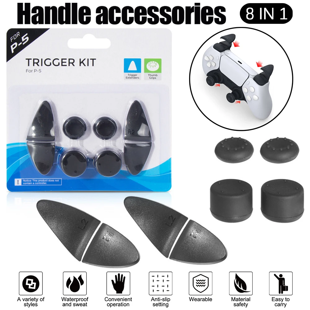 Higher Thumb Stick Grip Cap Joystick Cover R2 L2 Trigger Extender Button for Sony Playstation Dualshock 5 PS5 Controller Case
