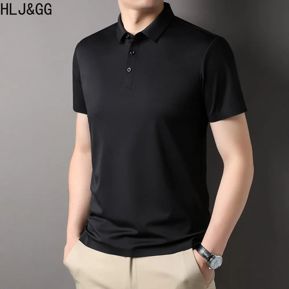 

Рубашка-поло HLJ & GG мужская с коротким рукавом, модная воздухопроницаемая рубашка-поло из вискозы, быстросохнущая уличная одежда, лето
