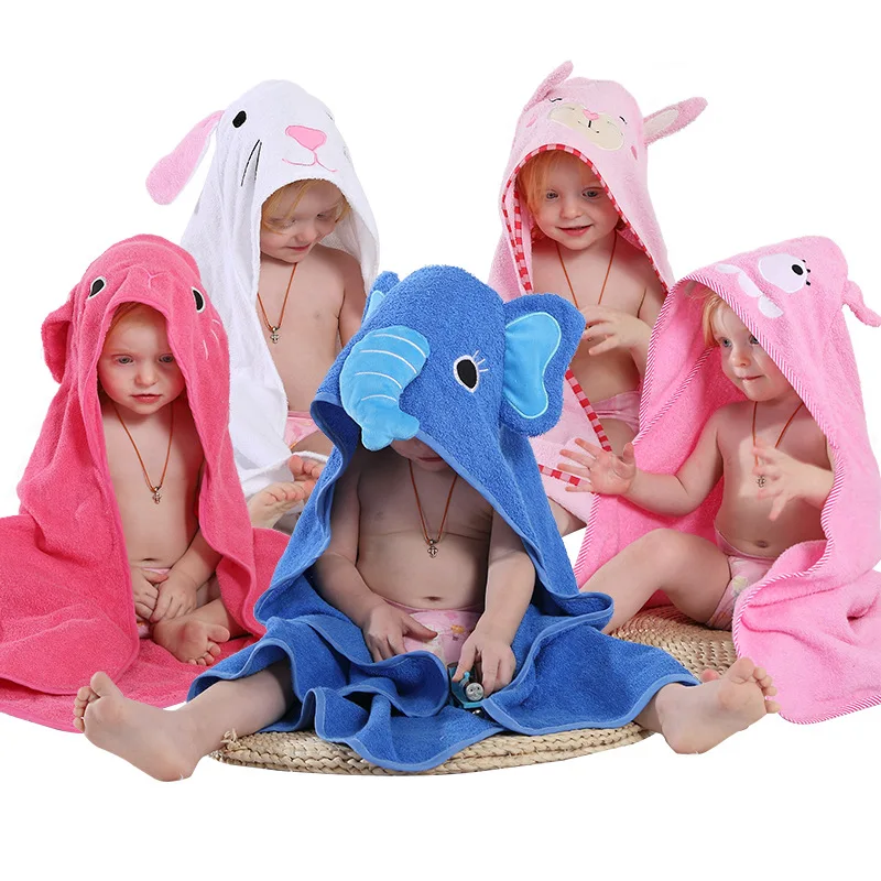 

Children's Cotton Bath Towel Kids Beach Towel Newborn Infant Baby Towel Soft Comfortable Hooded Animal Cartoon Elephant Rabbit
