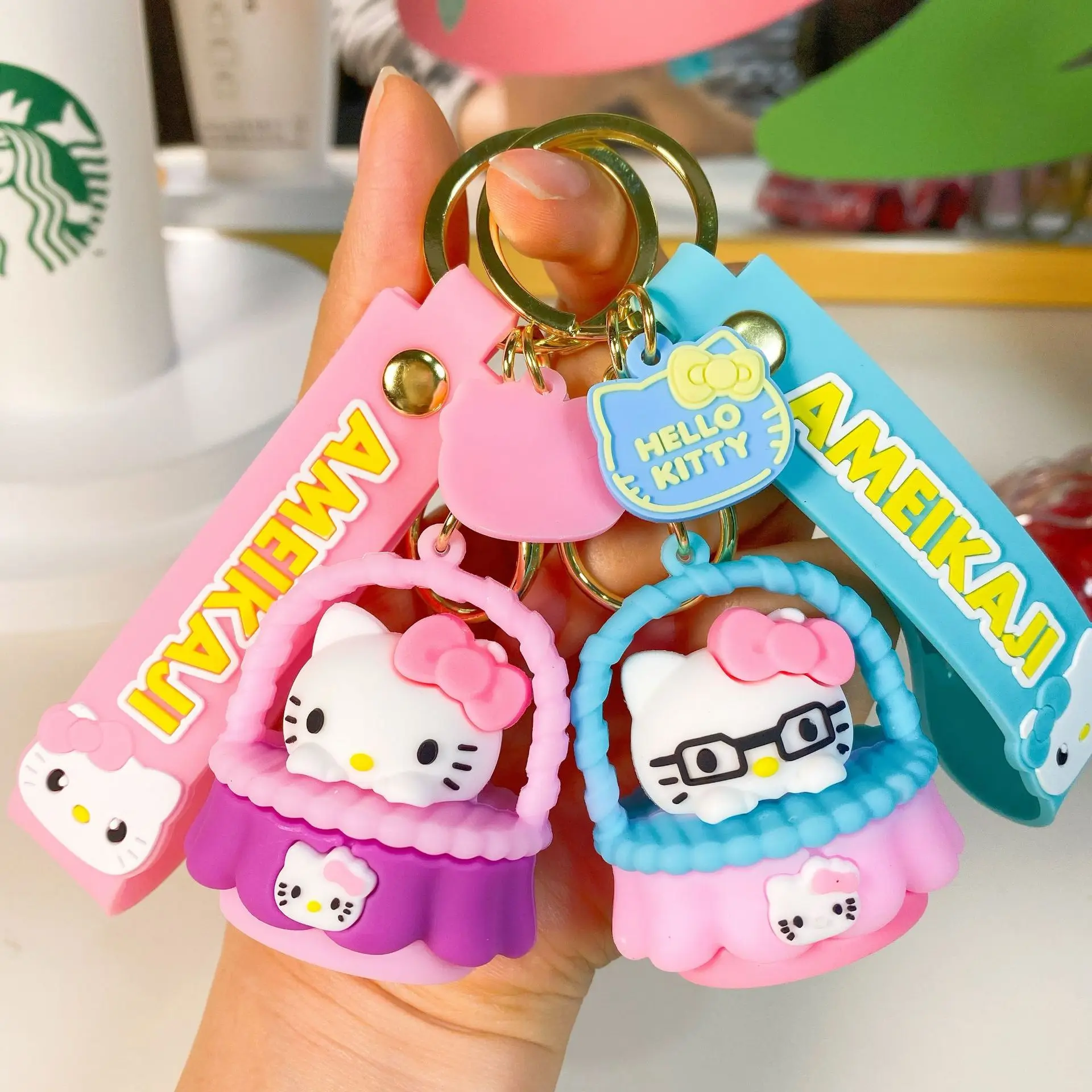 

Мультяшный Sanrio Kawaii брелок-котенок куклы украшения Kawaii мягкая резиновая детская сумка брелок для автомобиля цепочка Кулон аксессуары подарок
