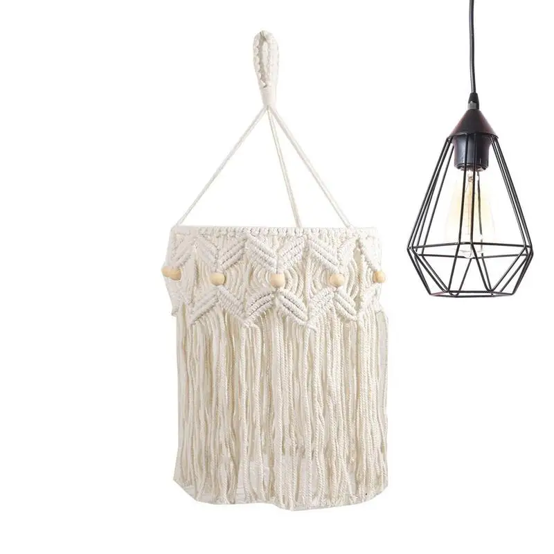 

Hand-Woven Lampshade Living Room Lamp Shade Bohemian Tassel Tapestry Bedroom Bathroom Lampshade Macrame Decorative Lampenkap