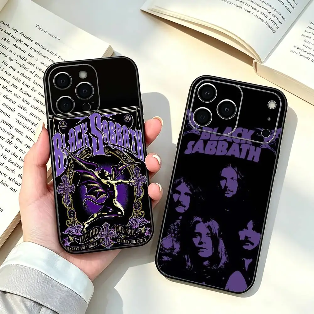 Фото Черный чехол для телефона с изображением группы Black S-Sabbath (хэви-метал) для iPhone 17, 16, 15, 14, 13, 12, 11 Plus, Pro Max и других моделей, мягкий черный чехол №1