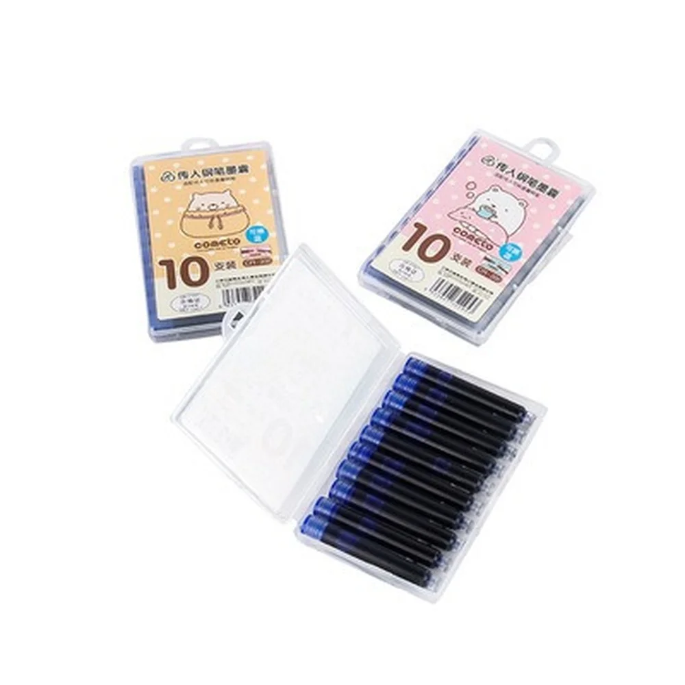 10pcs Ink Refill Blue Student Stationery Universal Fountain Pen Ink Refills Disposable Ink Sac Canetas Caliber 34MM