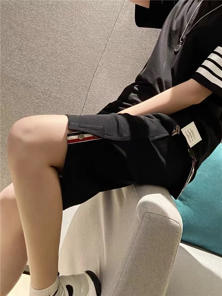 Classic Webbing Tb Women Shorts Summer New Loose Four-bars Couples Wear Casual Straight Five-point Pants Tide Brand 2022