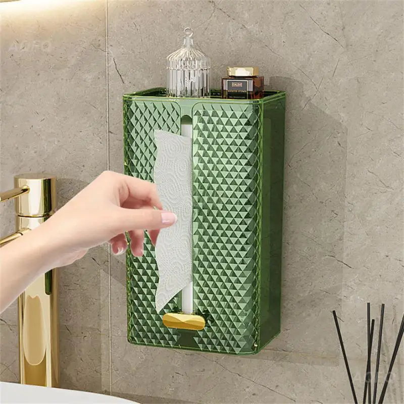 

Wall Mounted Tissue Box Adhesive Tissue Shelf Napkin Holder Dispenser Rack Nordic Kitchen Home Space-saving Shelf Tissue Box