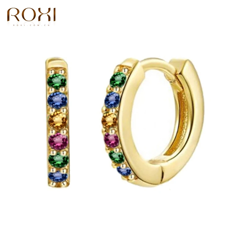 Серьги-кольца ROXI медные женские небольшие Разноцветные Украшения для пирсинга в