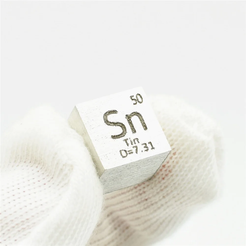 

99.99% Pure Surname Sn Tin 10mm Cube Carved Element Periodic Table