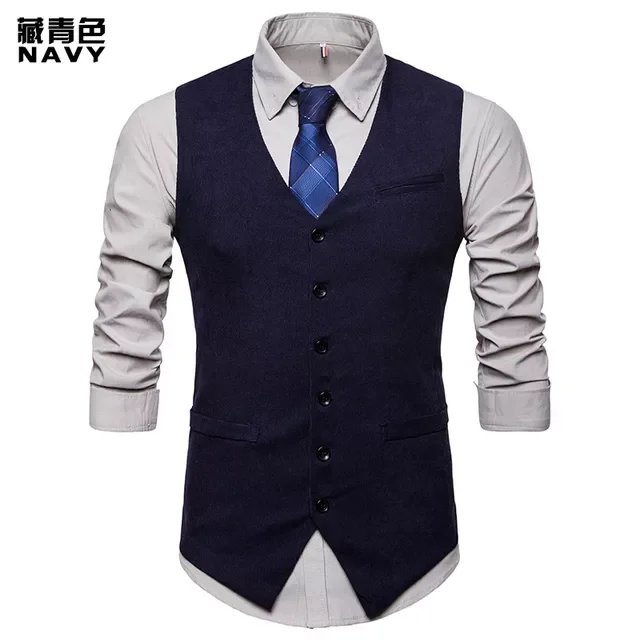 

NEW IN Arrival Dress Vests For Men Slim Fit Mens Suit Vest Male Waistcoat Gilet Homme Casual Sleeveless Formal Business Jacket
