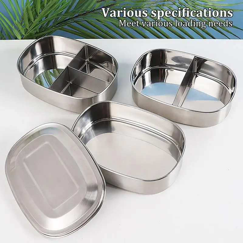 

600ml Stainless Steel Food Containers Leak Proof Lunch Food Container Multifunctional Small Divided For Nuts Meat Cheese Foods