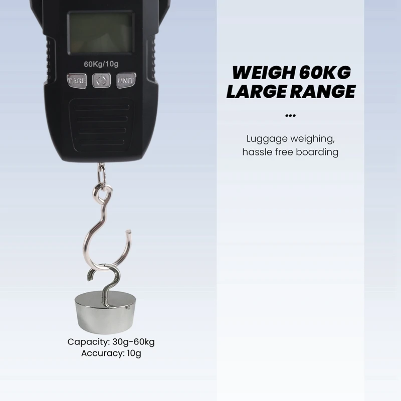 Черные 60 кг/10 г ЖК-цифровые подвесные весы комплект USB-перезаряжаемых