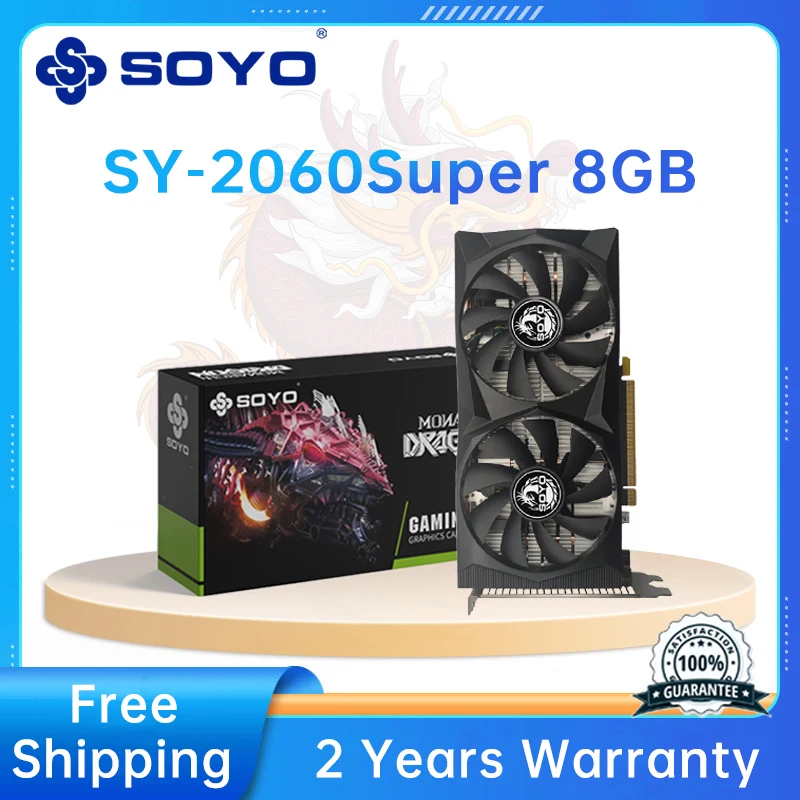 Новая игровая видеокарта SOYO GeForce RTX2060 super 8gb12NM GDDR6 8pin Pcie X16 3,0 HDMI/DP/DVI