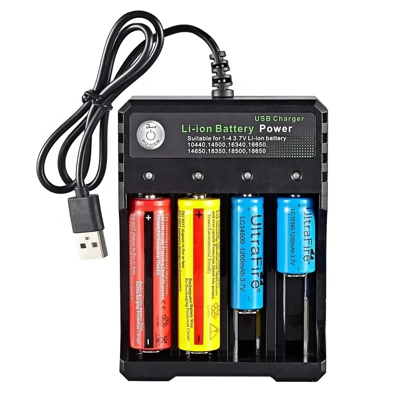 

4 Slots AC 110V/220V 18650 Battery Charger for 3.7V Rechargeable Lithium 10440 16340 16650 14500 14650 18350 18500 Batteries