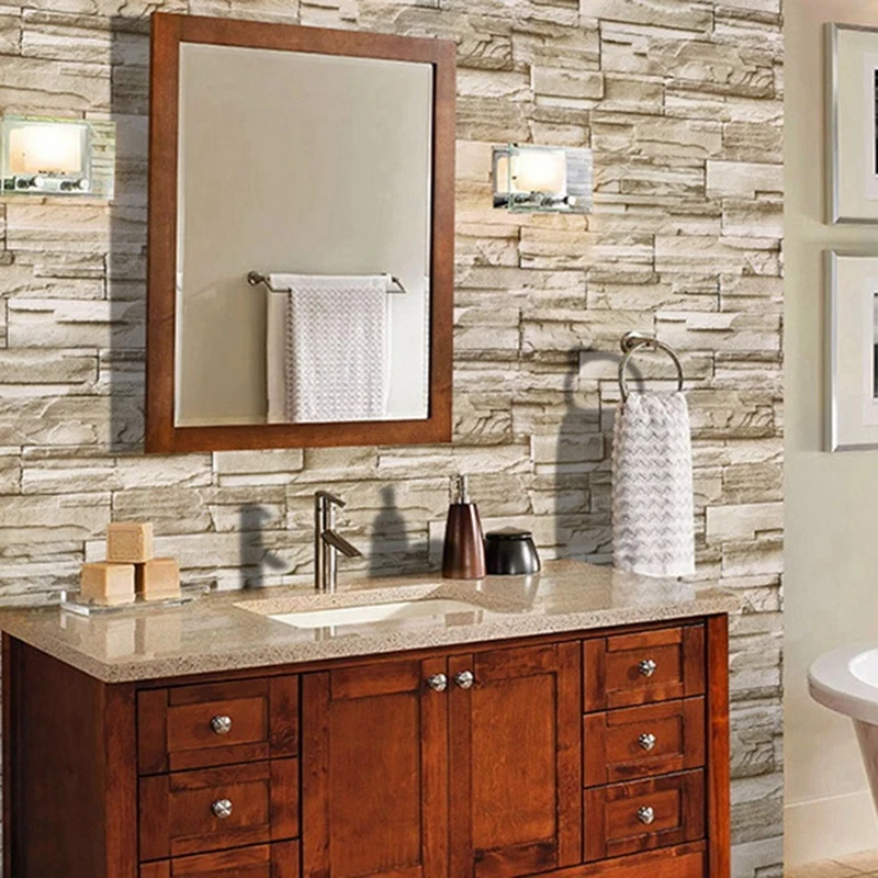2Pcs 6M Vinyl 3D Brick Rock Sticker Paper Self Adhesive Wallpaper Furniture Wall Stickers Promotion |