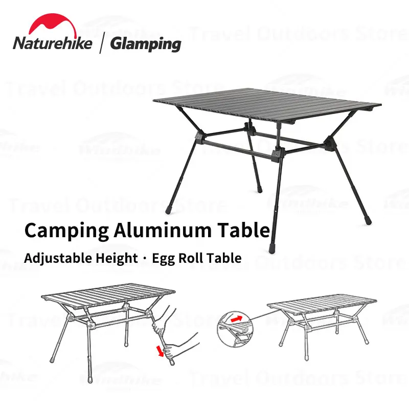 

Naturehike Camping Aluminum Table Adjustable Height Outdoor Travel Portable Egg Roll Table Ultralight Folding Fishing Tables