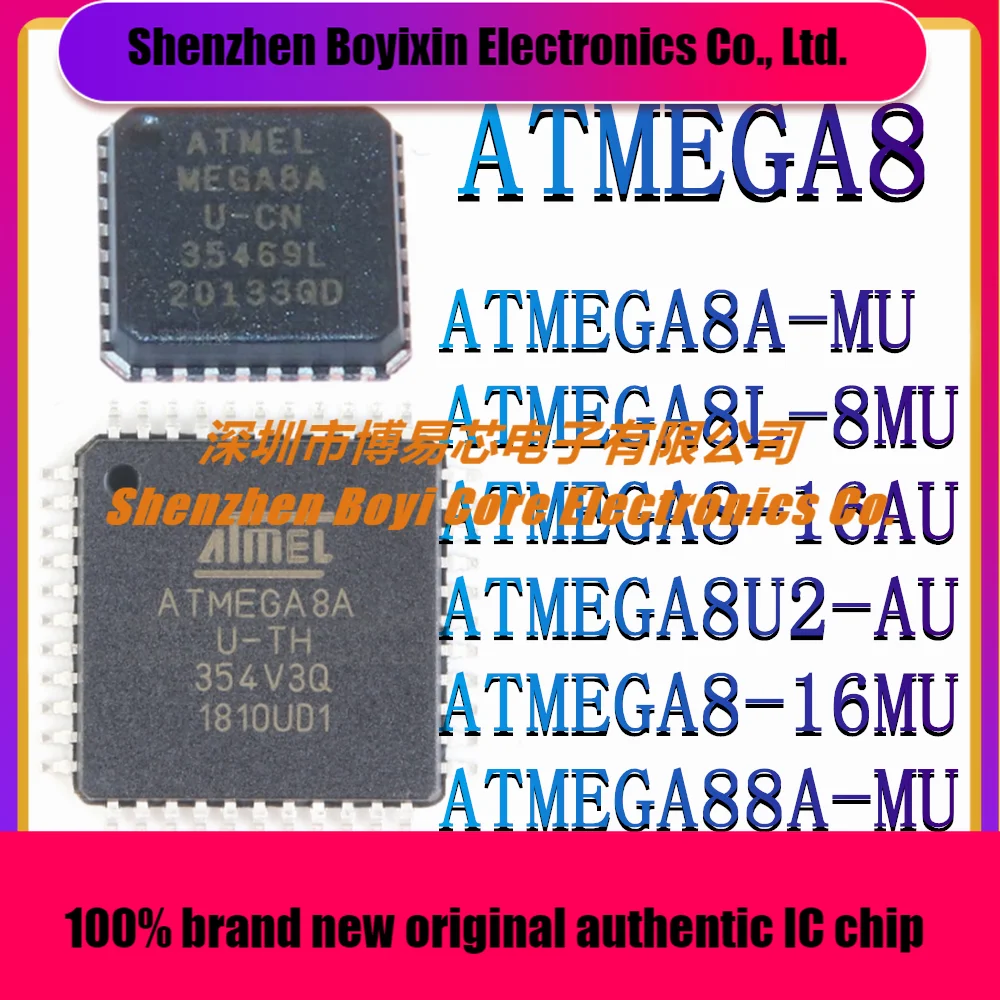 

ATMEGA8A-MU ATMEGA8L-8MU ATMEGA8-16AU ATMEGA8U2-AU ATMEGA8-16MU ATMEGA88A-MU Microcontroller (MCU/MPU/SOC) IC Chip