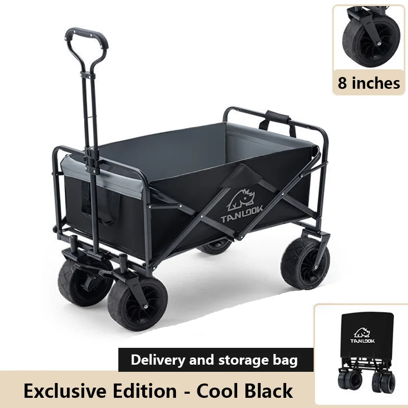 

Folding Station Wagon Portable Outdoor Camping Beach Large Capacity Picnic Barbecue Cart Multi functional Adjustable Handle
