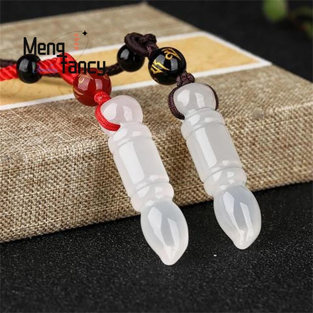 

Natural Ice White Chalcedony Wenchang Pen Pendant Fashion Charms Amulet Fine Jewelry Women Men Necklace Couple Holiday Gifts