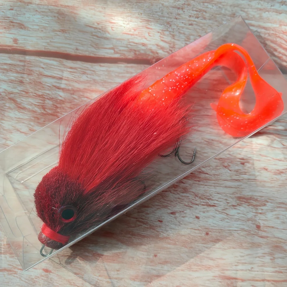 Фото MUKUN Mouse Baby Swimbait Bucktail Mouse Lure Wąsy Rig Muskie Pike Рыбалка Игра Ручная завязка из оленьей шерсти Корпус Твердая снасть №1