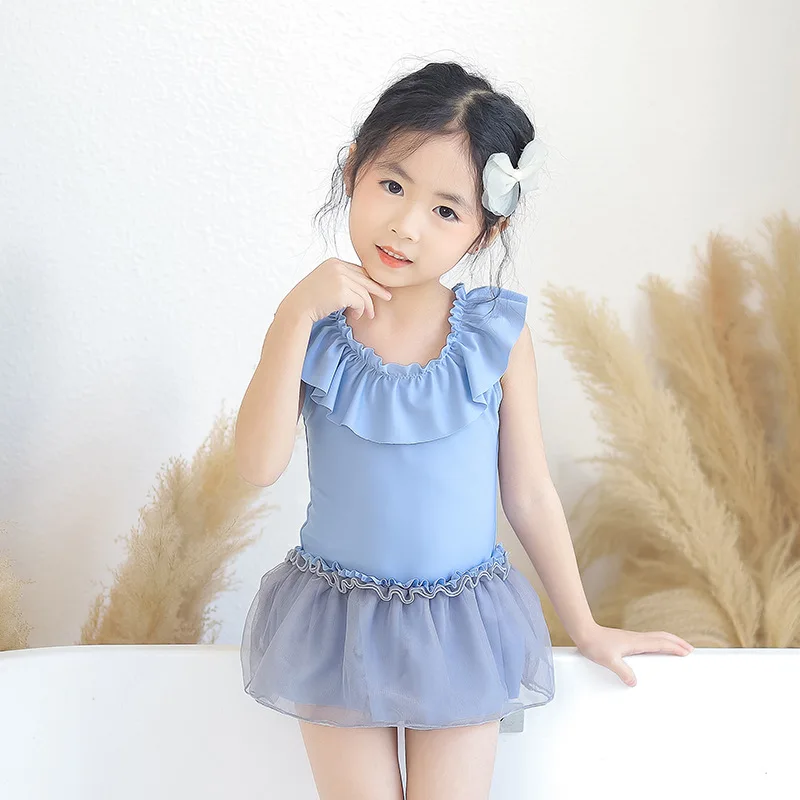 Слитный купальник для девочек с оборками милый купальник-пачка перекрестной