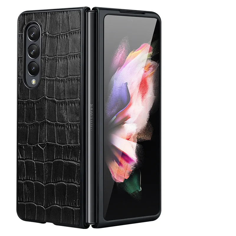 

Чехол из натуральной кожи для Samsung Galaxy Z Fold 3 Fold3 защитный чехол с крокодиловым узором