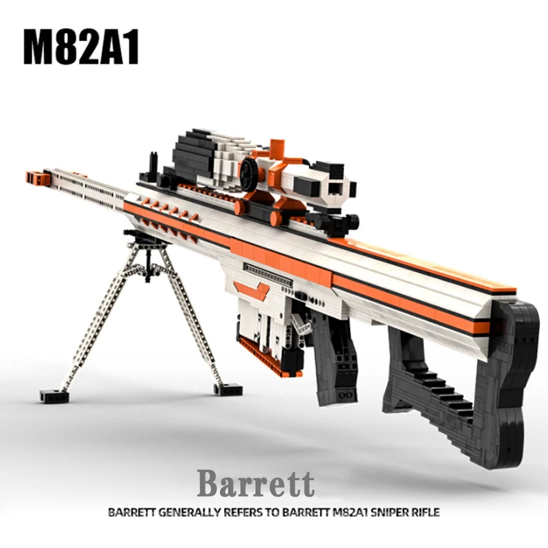 

M82A1Barrett-Ed Sniper Rifle Compatible with Moc Building Blocks Military Series Gun Model Kids Children Toys Gift for Birthdays