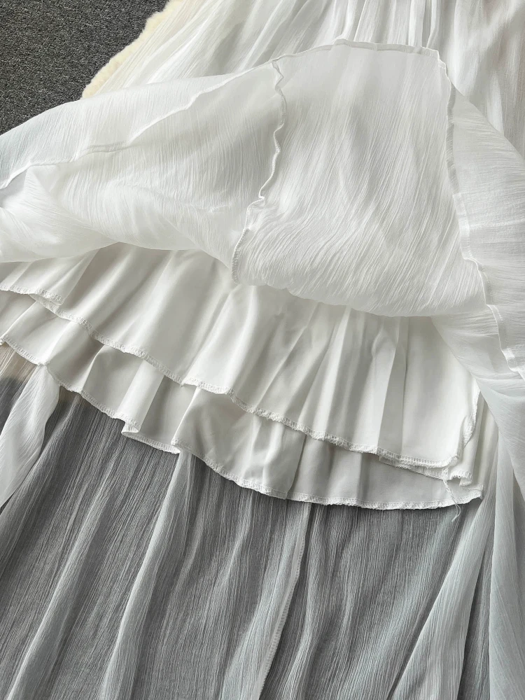 Женское шифоновое платье с открытой спиной элегантное белое винтажное