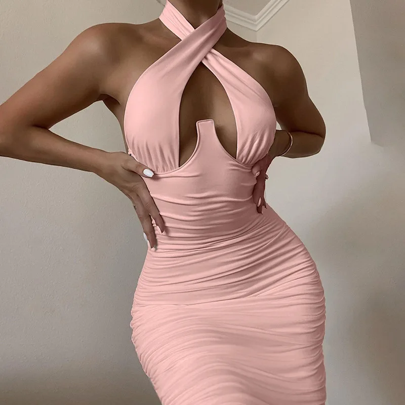 

Women's 2022 New Spring Sexy Hollowed Bonded Back Slim Temperament Dress