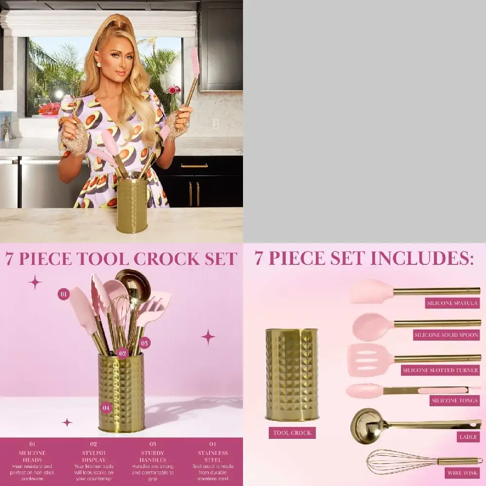 

Luxurious Pink Silicone & Stainless Steel Cooking Utensils Set – Perfect for Home Cooking!