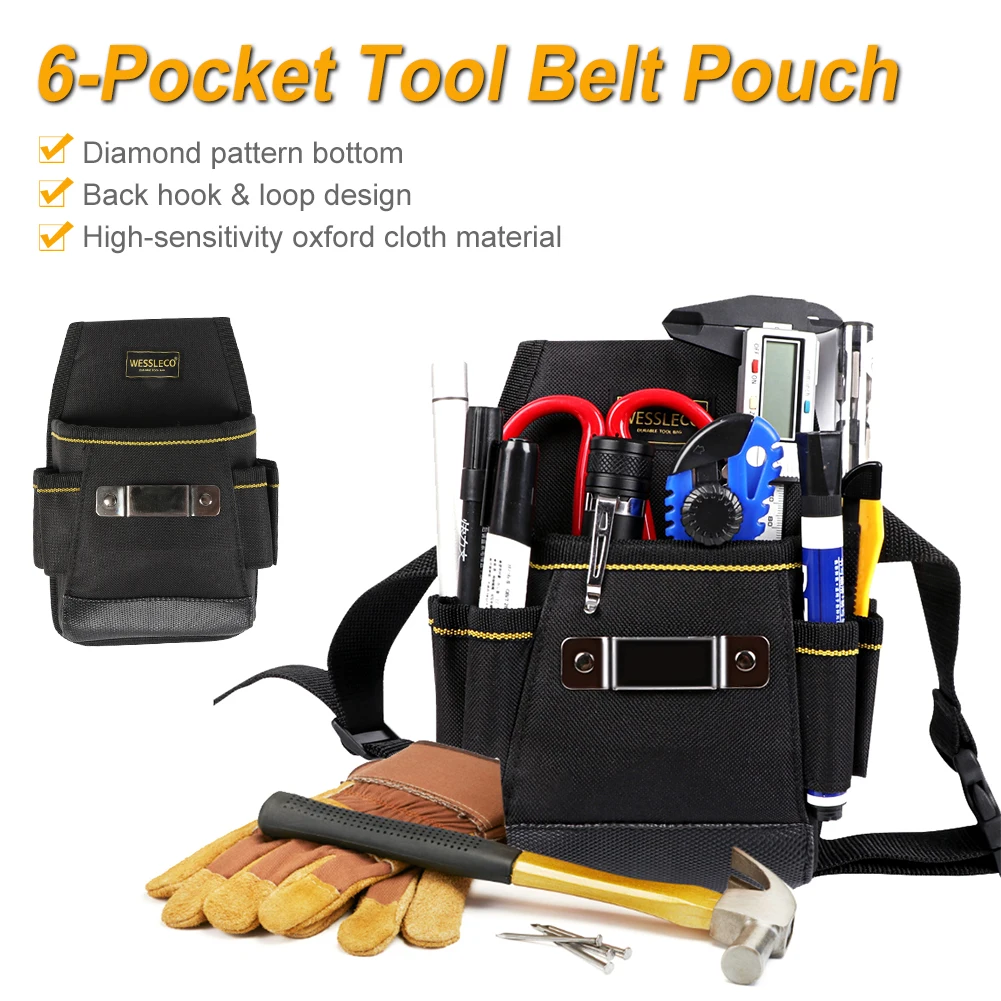 

6-Pocket Tool Waist Bag Pouch Thickened DurableTool Belt with Screwdriver Holder Small Tool Bags With Belt Screwdriver Holder
