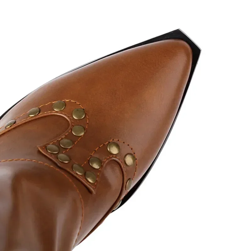 Женские сапоги до колена с заклепками в европейском и американском