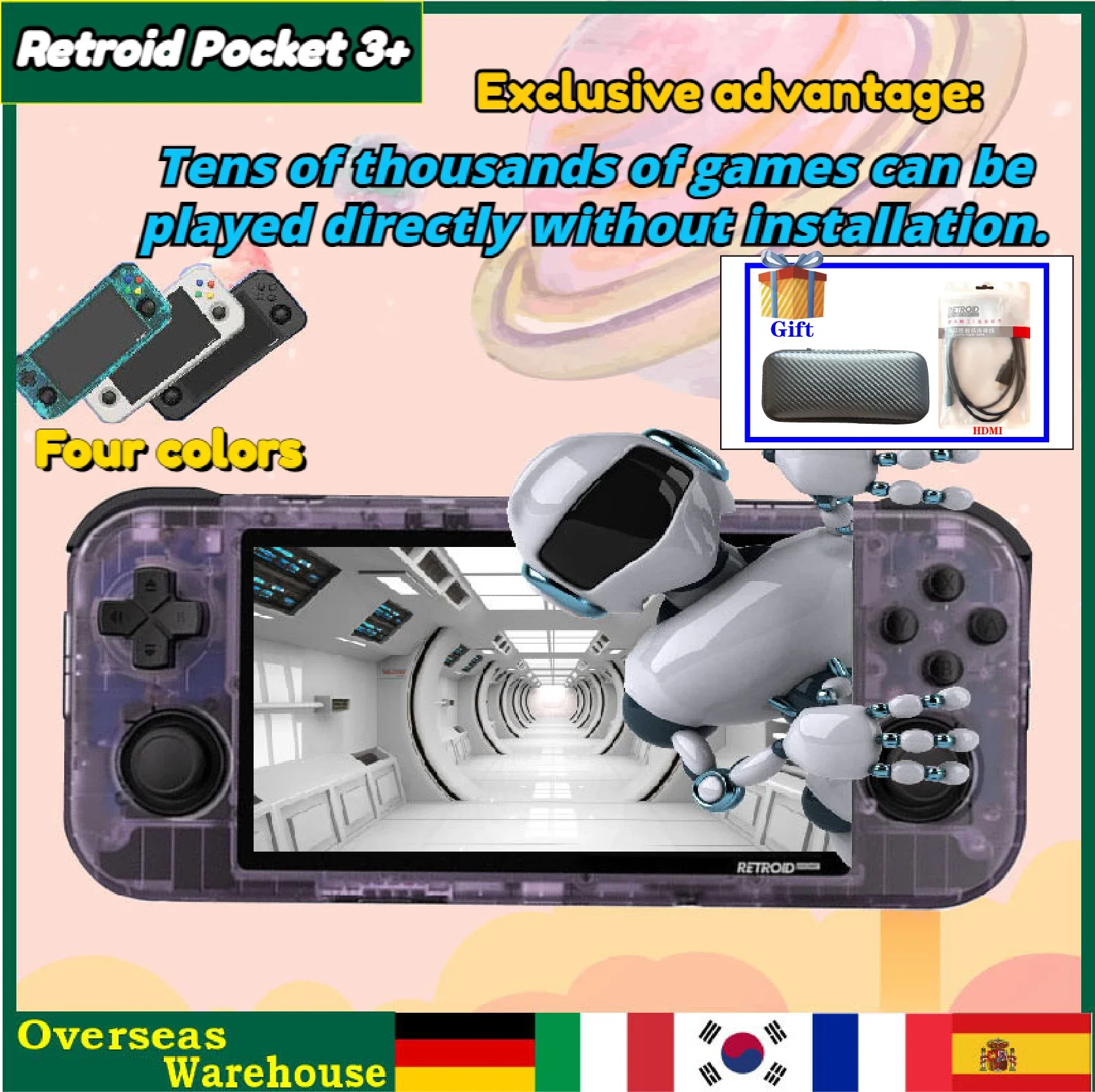 

RP3+ 512G Retroid Pocket 3+ Handheld Game Console 4.7 Inch Touch Screen 4000mAh Retroid Pocket 3 PLUS T618 60000 PSP PS2 GAMES