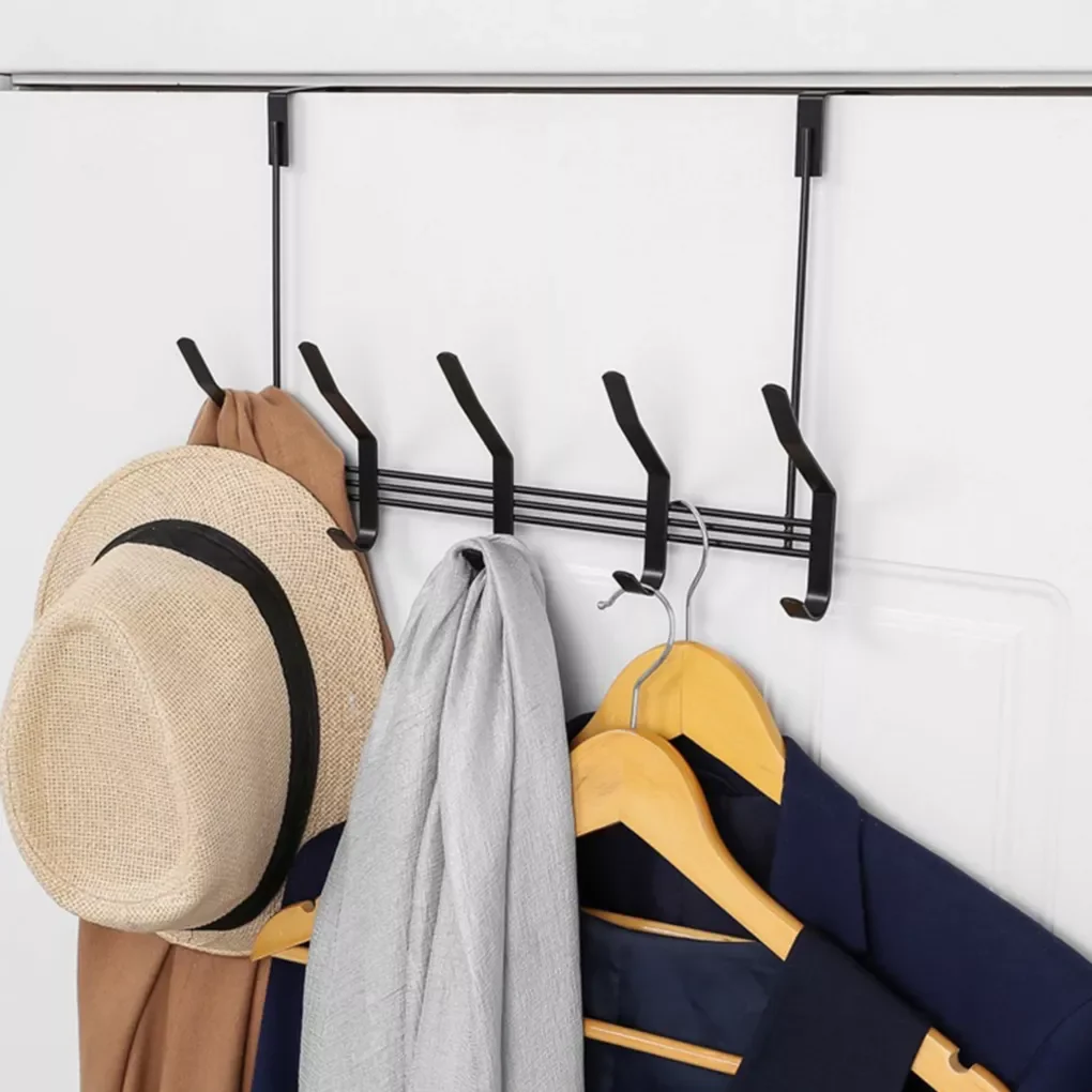 

Hooks Over The Door 5 Hooks Home Bathroom Organizer Rack Hanging Metal Hook Clothes Coat Hat Towel Hanger