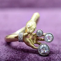 fashion trends animal snake rings for women creative gold plated white cz stone exquisite punk gothic evil eye m935
