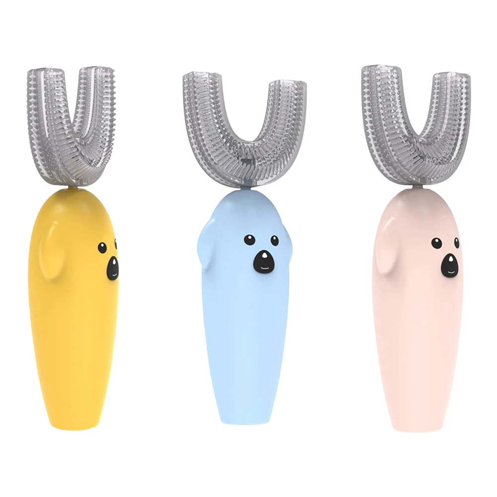 

Kids U-shaped Liquid Silicone Toothbrush Timing Design Cartoon Puppy Shape 360 Degree Soft Brushing for Toddlers Teeth 8-12Y