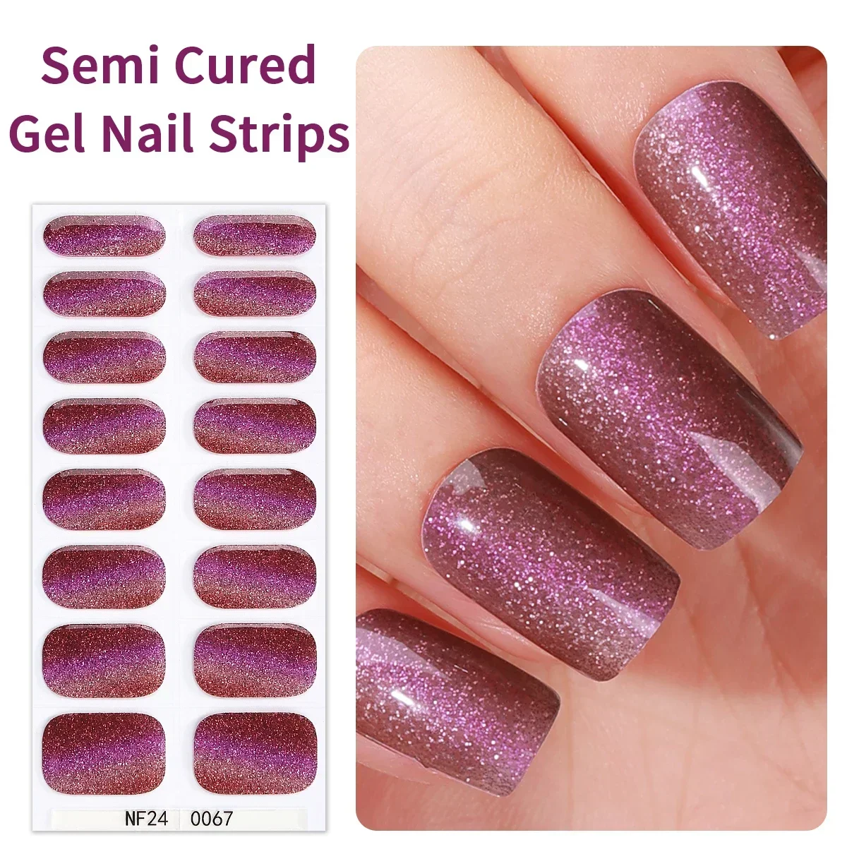 16 наконечников полузатвержденные гелевые наклейки для ногтей клейкие