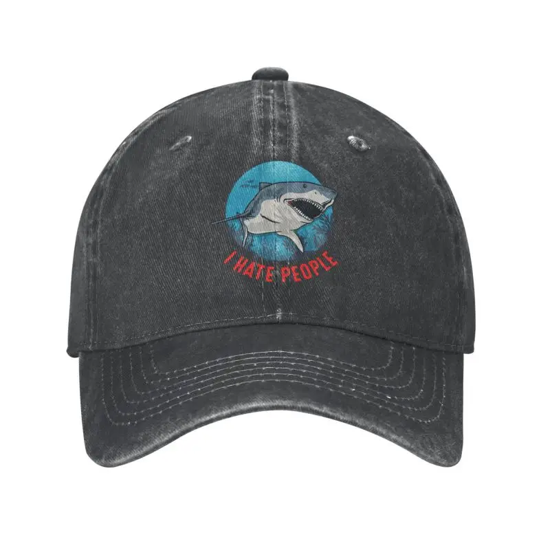 

New Fashion Cotton Shark Seaside I Hate People Baseball Cap Men Women Adjustable Dad Hat Sun Protection