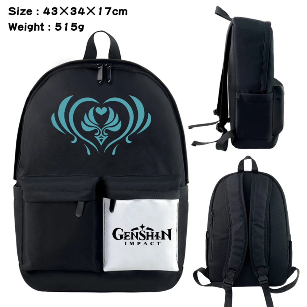

Game Genshin Impact Nylon Backpack Leisure Cartoon Knapsack Teenager Travel Laptop Bag Zipper Unisex Bookbag Student Schoolbag