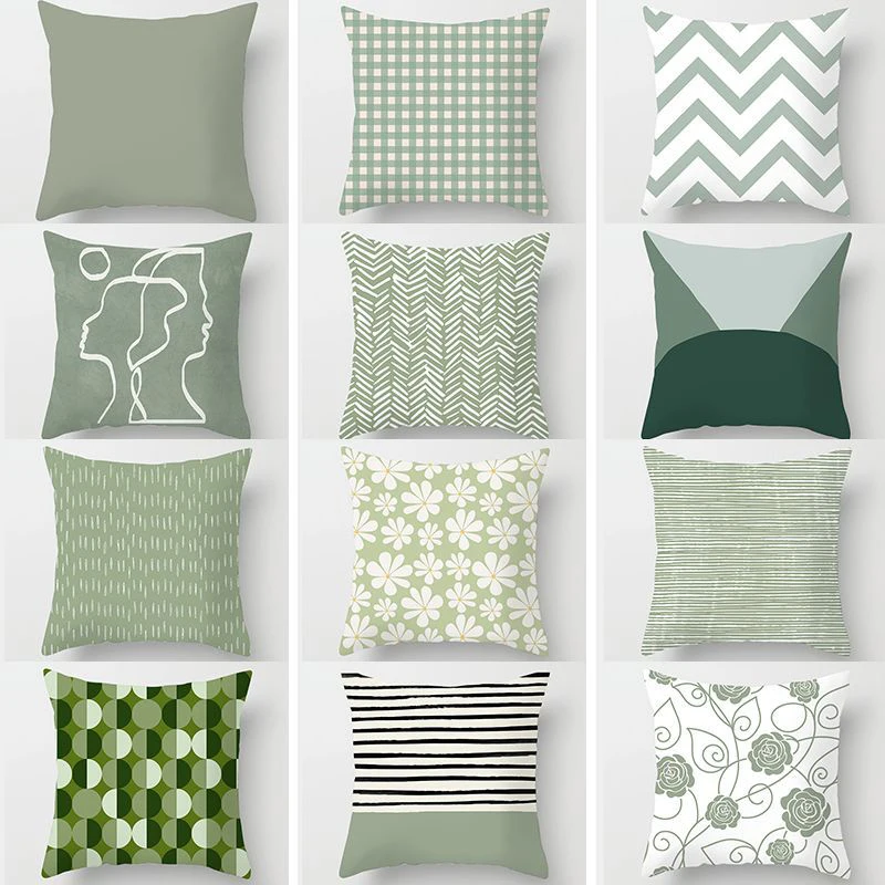 

Simple Small Fresh Geometric Pillowcase Sweet Mint Green Print Cushion Covers Fashion 45*45cm Decorative Throw Pillows Case
