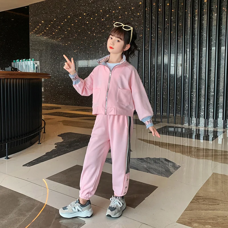 

Girls Tracksuit Set New Children's Autumn Clothing Casual Sports Two-piece Suit Zipper Jacket + Pants Teen Kids Girls Sportswear