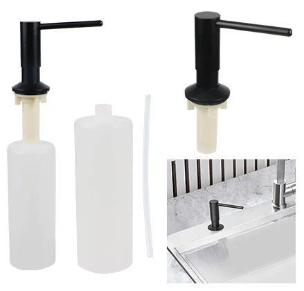 

Liquid Soap Dispenser For Kitchen Sink Bathroom Accessories Black Brass Pump Head With Extension Tube