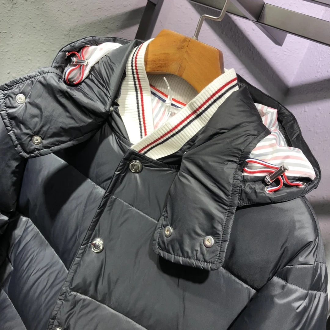 Winter Long Down Jacket MenTop Quality Thick Causal Warm Puffer Jacket Luxury Brand Stripes Style Fashion Women TB Overcoat